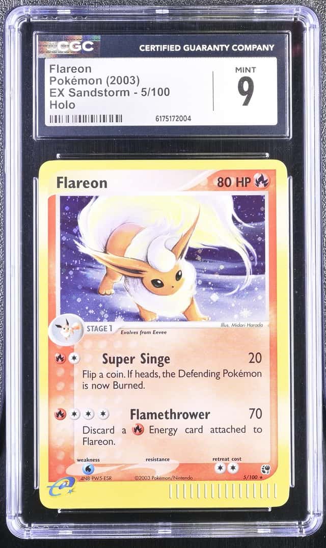Pokemon 2003 Flareon 5/100 Holo EX Sandstorm CGC 9