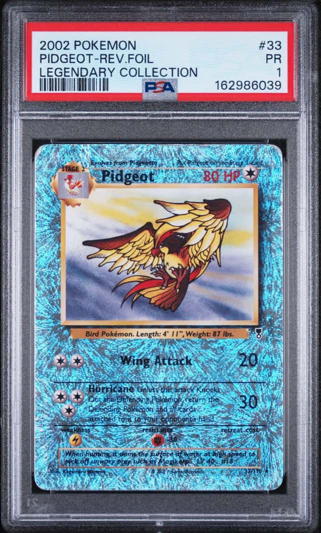 Pokemon Pidgeot 33/110 Legendary Collection Reverse Holo Foil PSA 1 (2002)