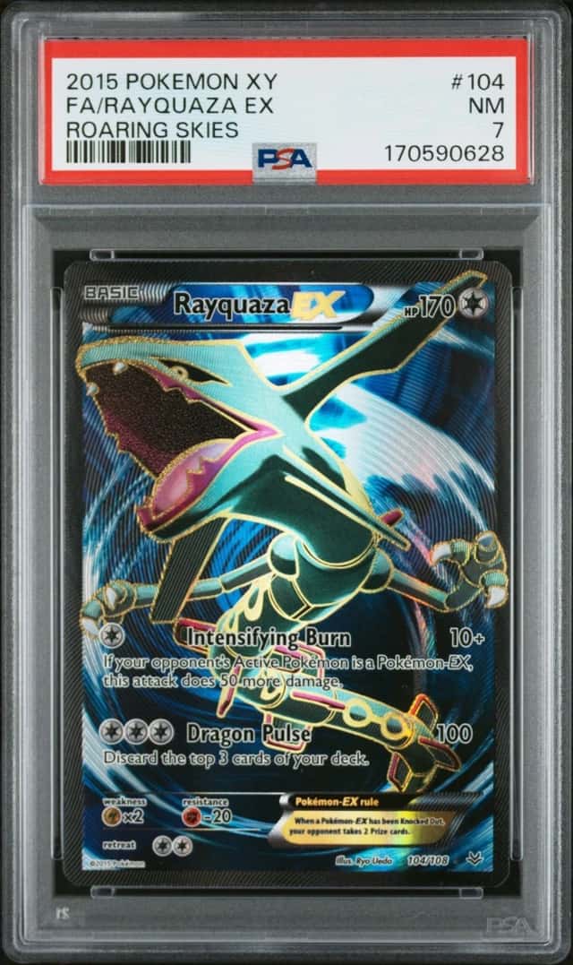 2015 POKEMON XY ROARING SKIES #104 FULL ART/RAYQUAZA EX PSA 7