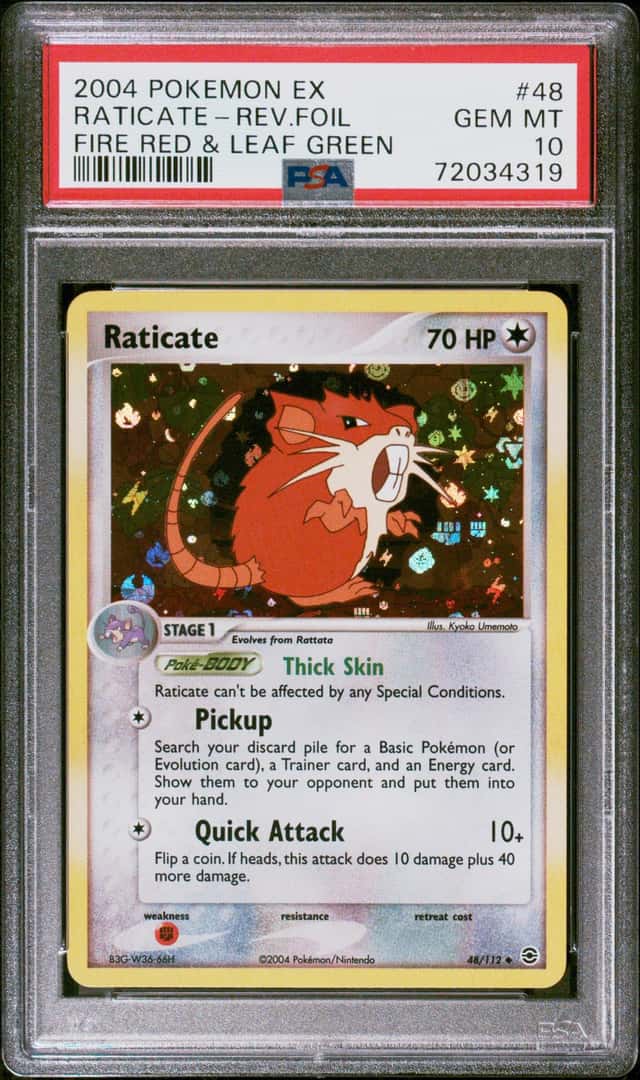 POKEMON RATICATE-REV.FOIL 2004 EX FIRE RED & LEAF GREEN #48 PSA 10