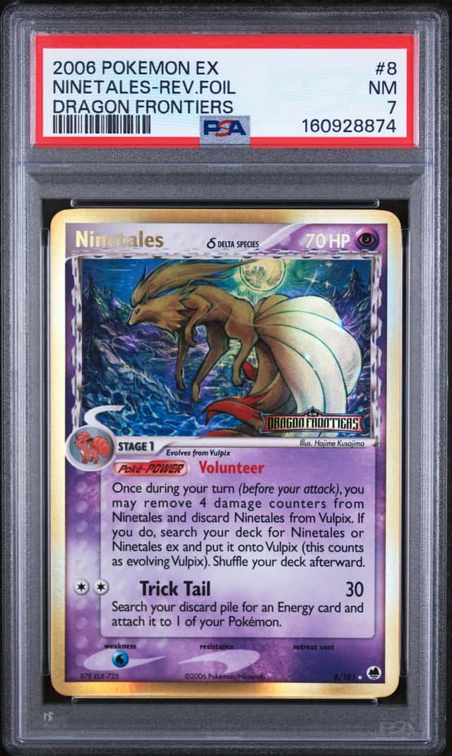 PSA 7 2006 Pokemon TCG EX Dragon Frontiers Ninetales 8/101 Reverse Holo