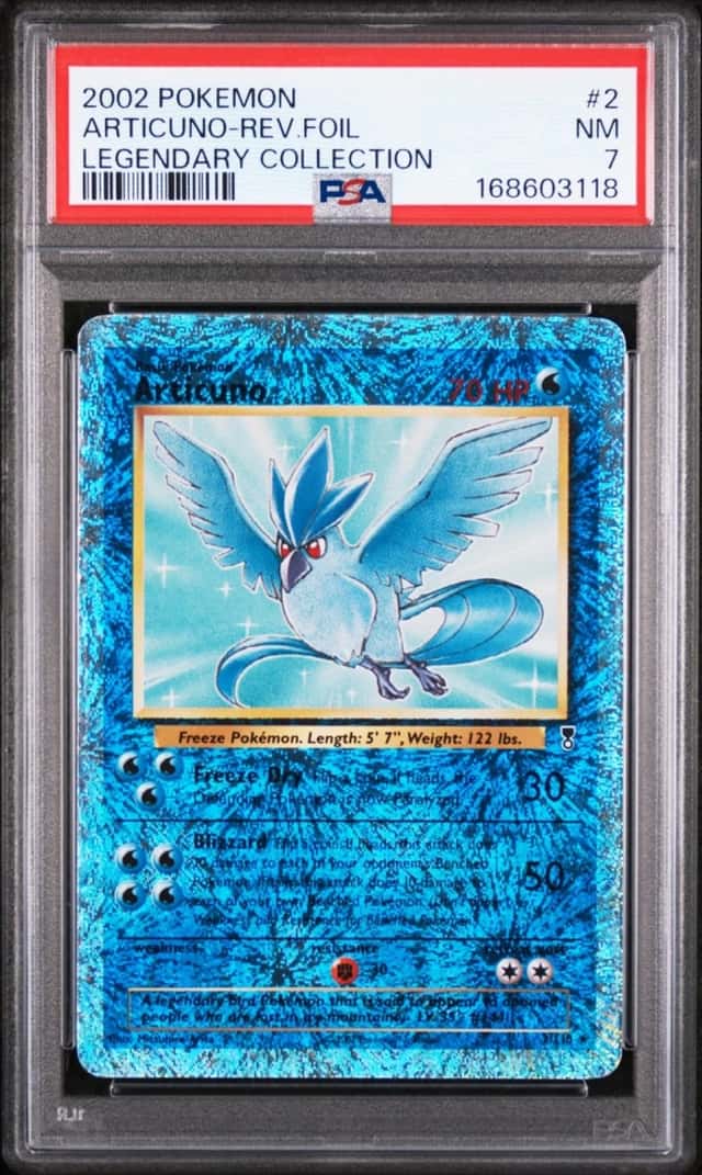 2002 POKEMON LEGENDARY COLLECTION #2 ARTICUNO-REVERSE FOIL PSA 7