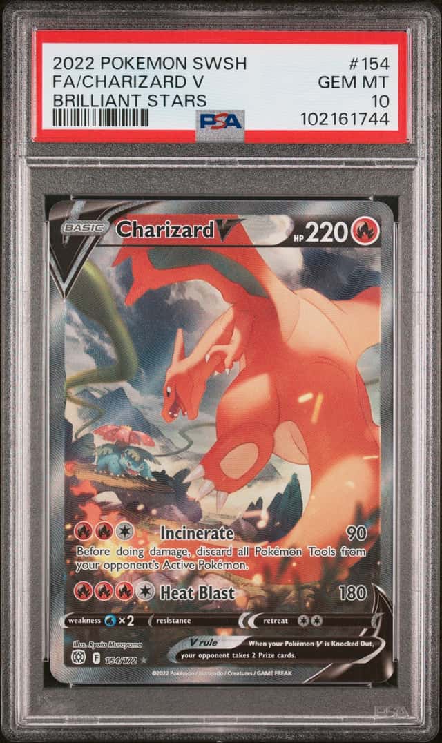 2022 POKEMON SWORD & SHIELD BRILLIANT STARS #154 FULL ART/CHARIZARD V PSA 10