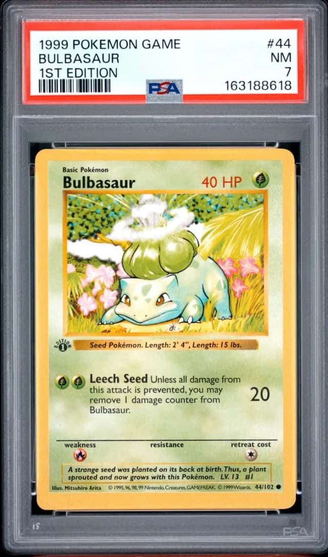 1999 POKEMON BASE SET 1ST EDITION #44 BULBASAUR PSA 7