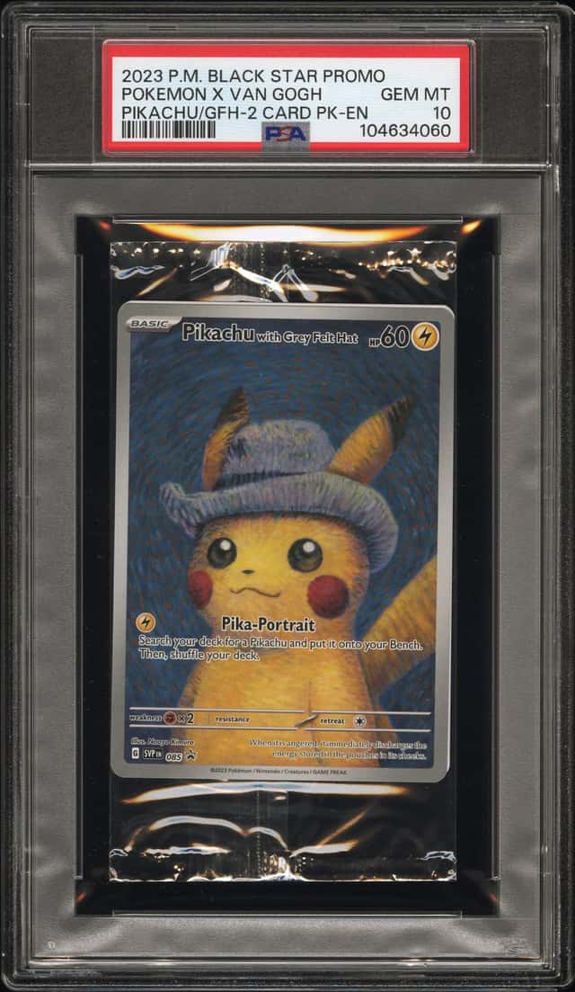 PIKACHU WITH GREY FELT HAT 2023 POKEMON X VAN GOGH BLACK STAR 085 PSA 10 Q7270