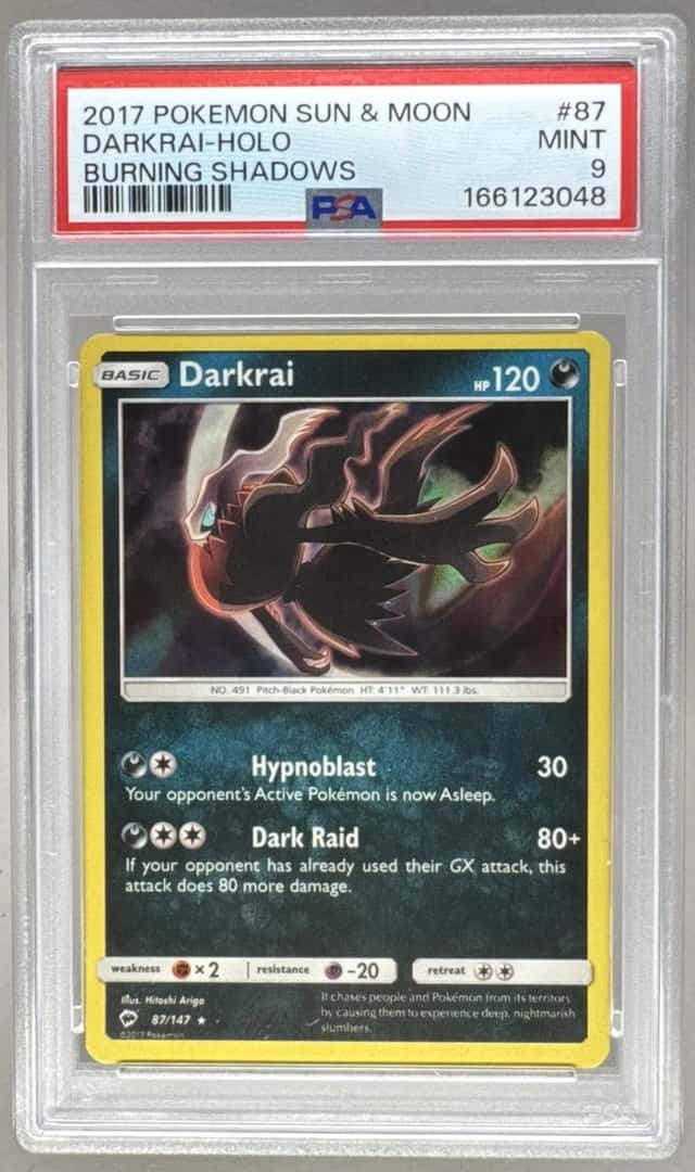 166123048 Darkrai 2017 Pokemon Sun & Moon Burning Shadows #87 Holo PSA 9