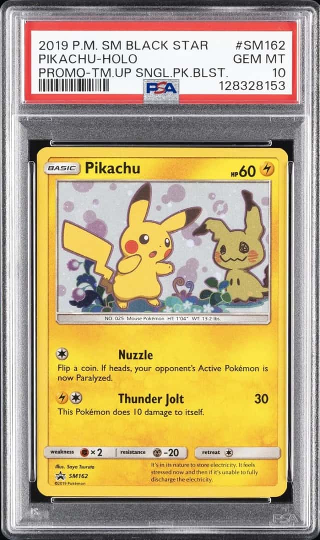 2019 POKEMON SM TEAM UP SINGLE PACK BLISTERS #SM162 PIKACHU-HOLO PSA 10