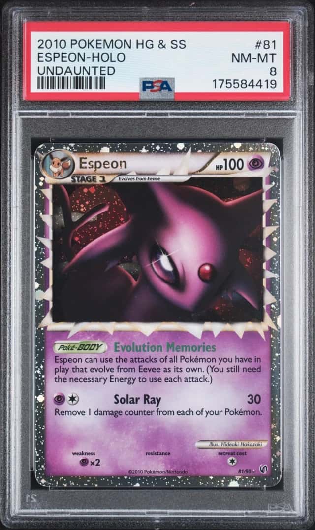 2010 POKEMON HEARTGOLD & SOULSILVER UNDAUNTED #81 ESPEON-HOLO PSA 8