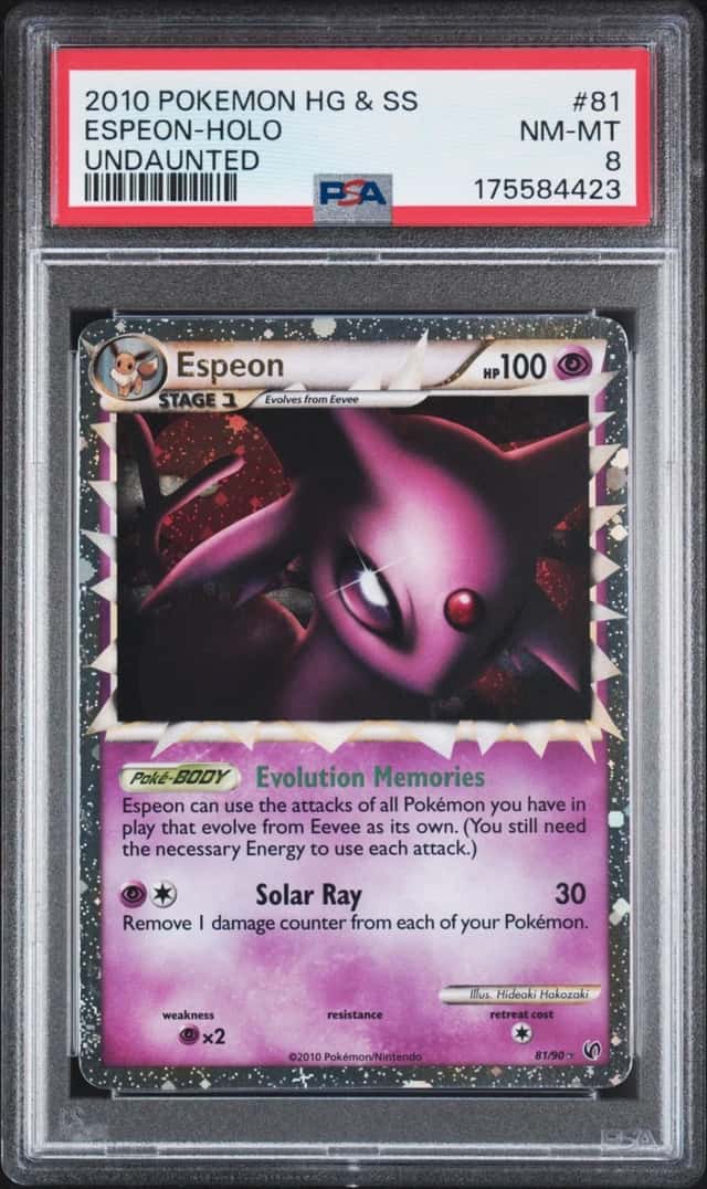 2010 POKEMON HEARTGOLD & SOULSILVER UNDAUNTED #81 ESPEON-HOLO PSA 8
