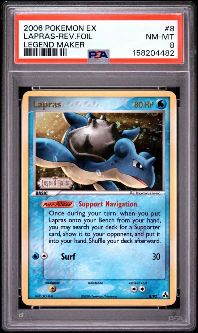 2006 POKEMON EX LEGEND MAKER #8 LAPRAS-REVERSE FOIL PSA 8