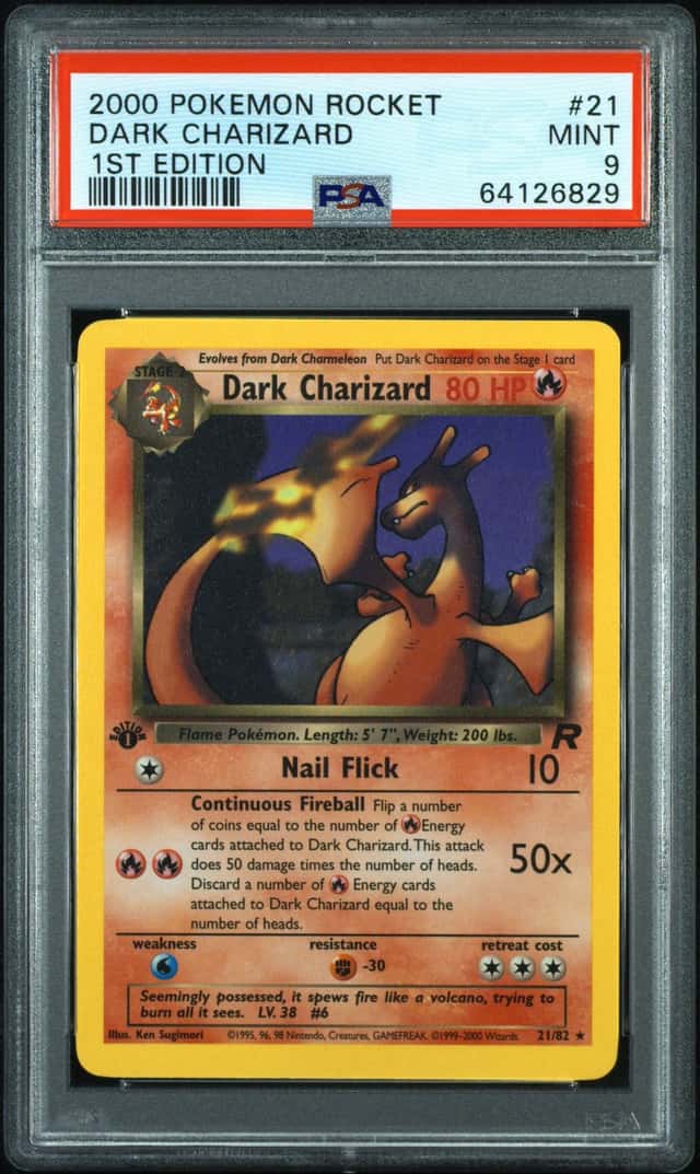2000 Pokemon Team Rocket First 1st Edition Dark Charizard #21/82 PSA 9