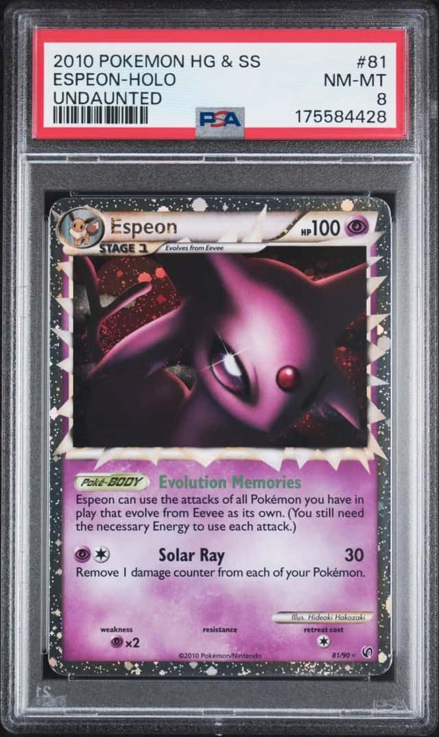 2010 POKEMON HEARTGOLD & SOULSILVER UNDAUNTED #81 ESPEON-HOLO PSA 8