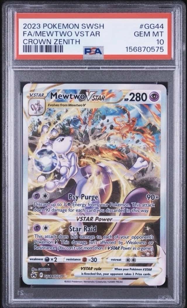 2023 POKEMON FA/MEWTWO VSTAR CROWN ZENITH SWORD AND SHIELD #GG44 PSA 10