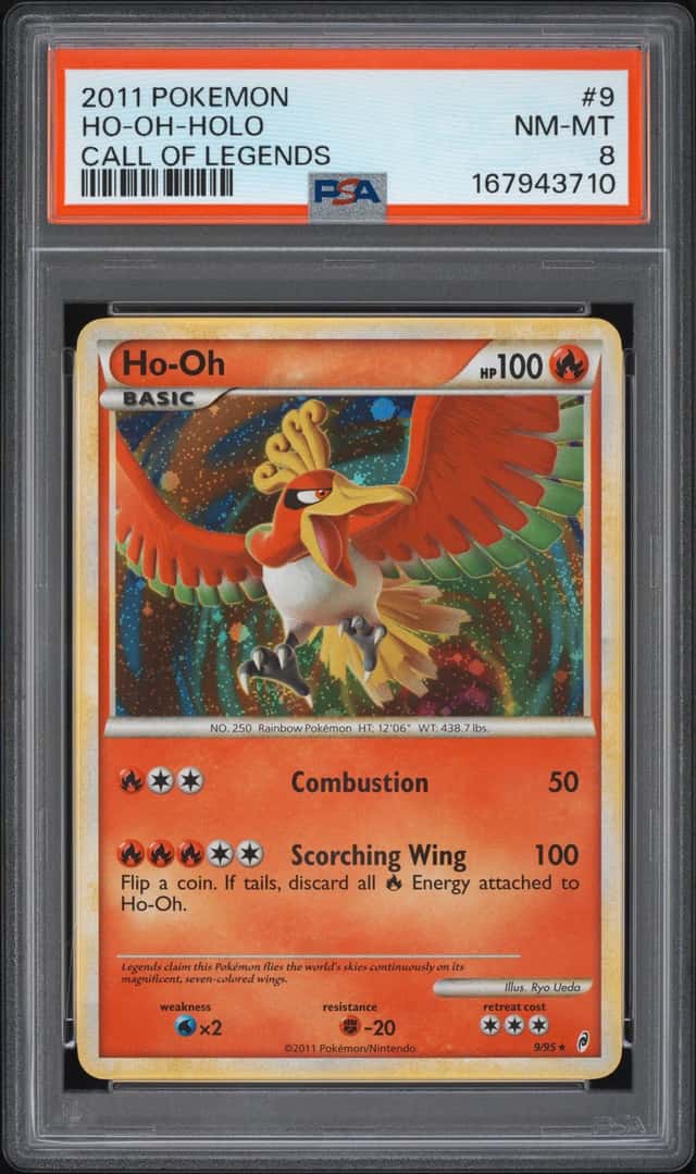 2011 POKEMON CALL OF LEGENDS #9 HO-OH-HOLO CALL OF LEGENDS PSA 8