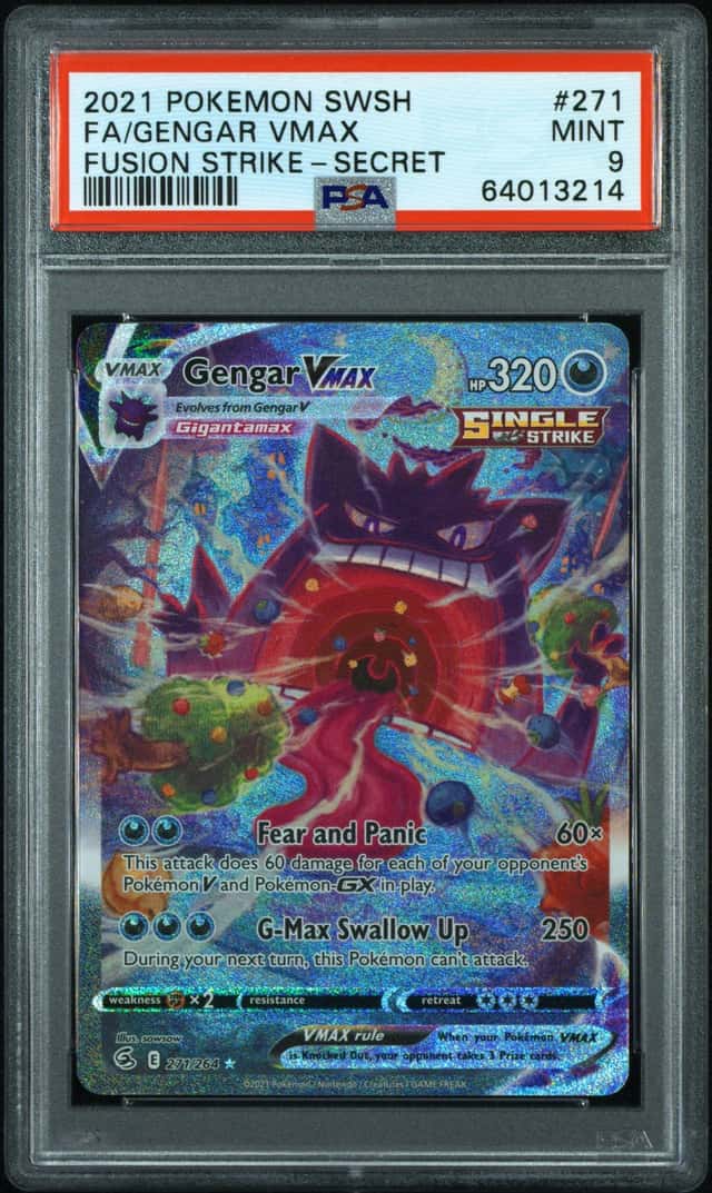 2021 Pokemon SWSH Fusion Strike Secret #271 FA Gengar VMax PSA 9 MINT