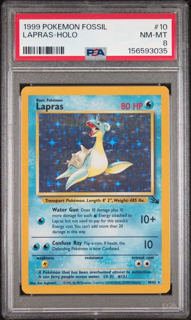 1999 Pokemon Fossil Lapras - Holo #10 PSA 8