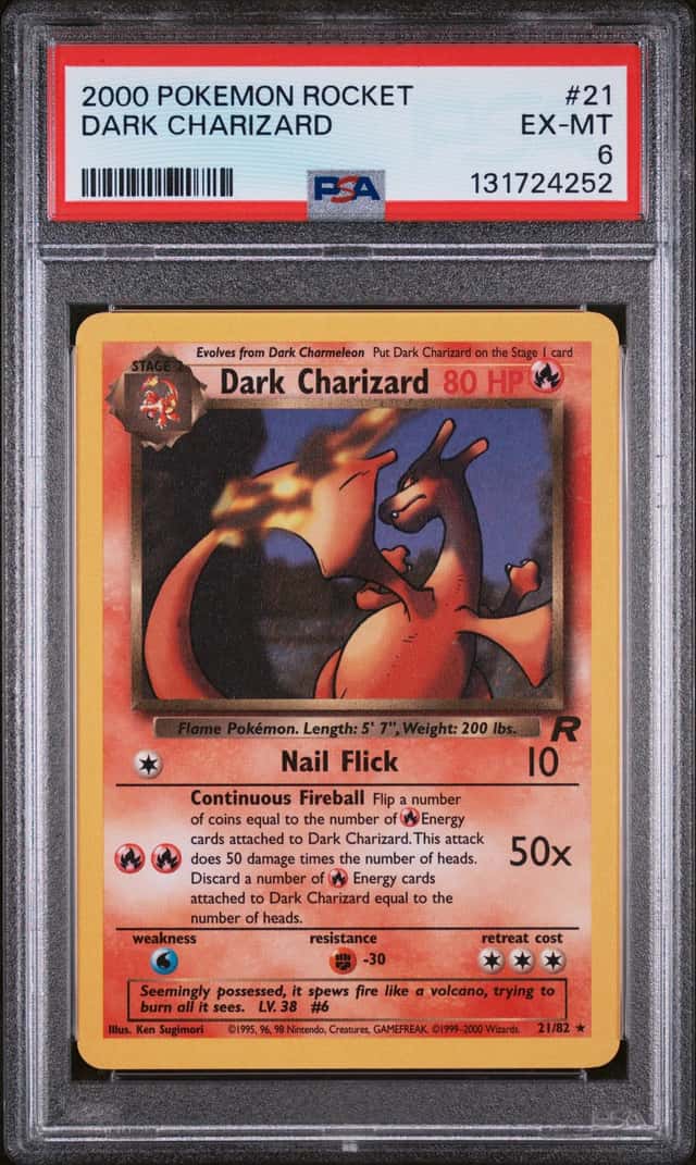 2000 POKEMON ROCKET #21 DARK CHARIZARD PSA 6