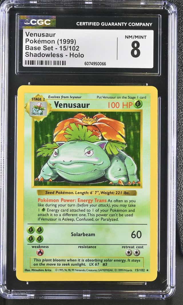 1999 Pokemon Shadowless Venusaur Holo #15/102 CGC 8