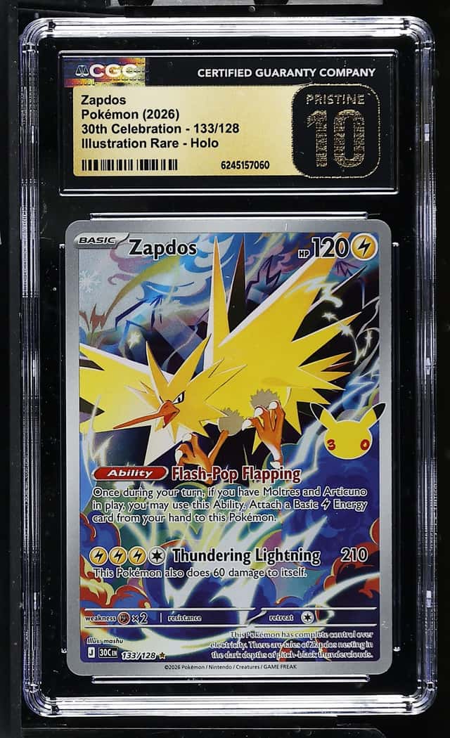2026 Pokemon 30th Celebration Zapdos Illustration Rare #133/128 CGC 10 Pristine