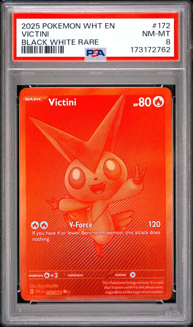 2025 Pokemon WHT En Black White Rare #172 Victini PSA 8 NM-MT