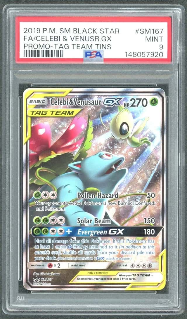 2019 Pokemon Promo Tag Team Tins #SM167 Celebi & Venusaur GX PSA 9