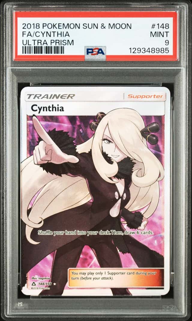 2018 Pokemon Sun & Moon Ultra Prism 148/156 Full Art Cynthia PSA 9