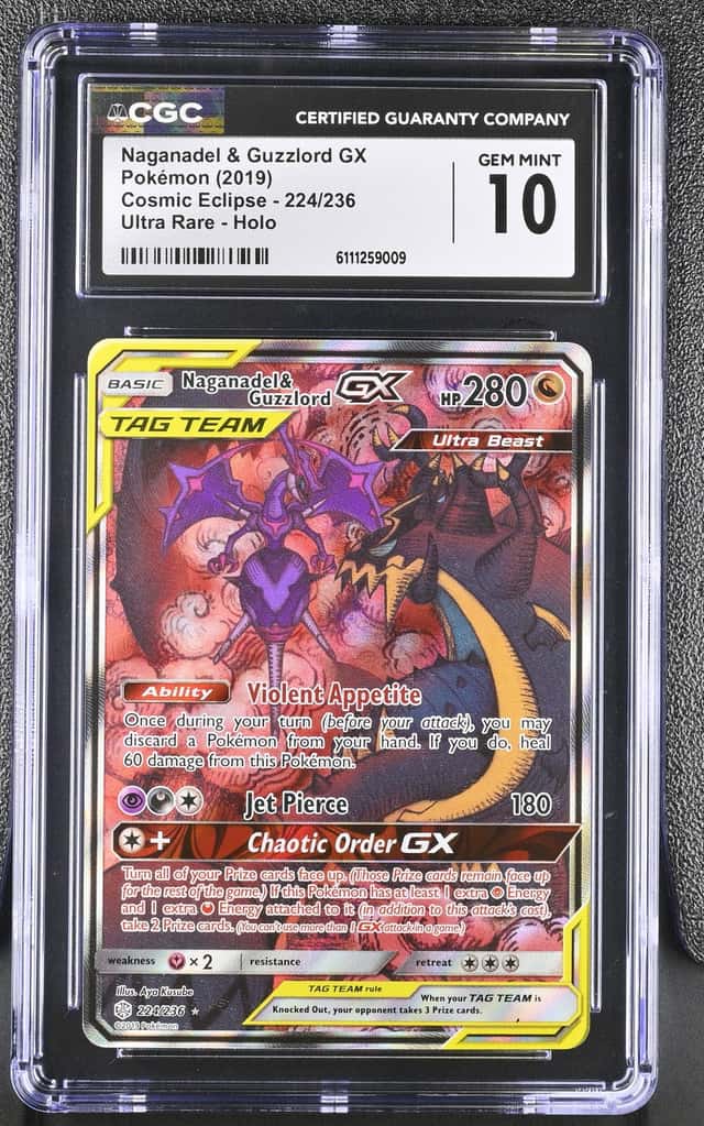 2019 Pokemon SM Cosmic Eclipse Naganadel Guzzlord Tag Team #224/236 CGC 10