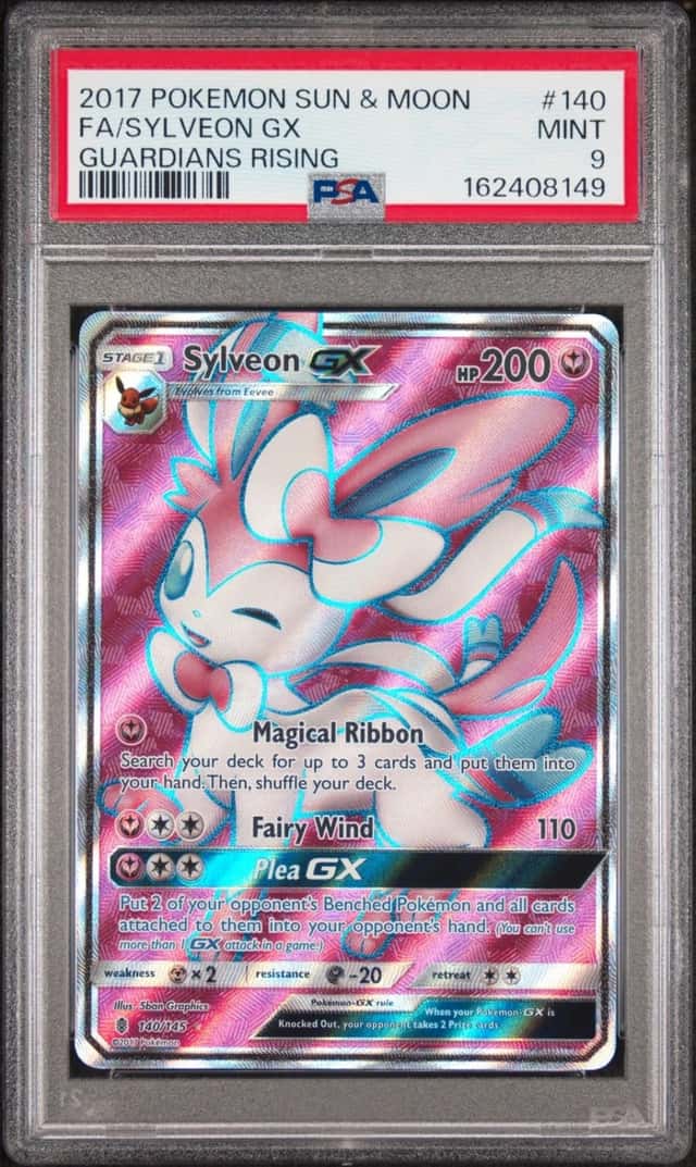 2017 POKEMON SUN & MOON GUARDIANS RISING #140 FULL ART/SYLVEON GX PSA 9