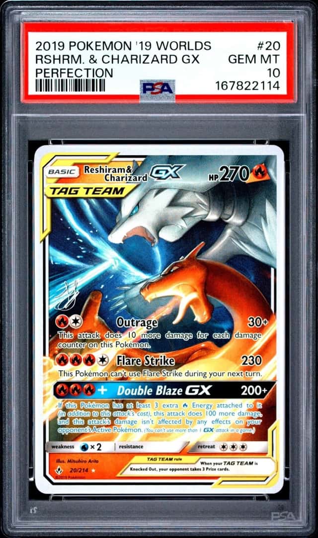 2019 POKEMON WORLD CHAMPIONSHIPS DECK: PERFECTION RESHIRAM & CHARIZARD GX PSA 10