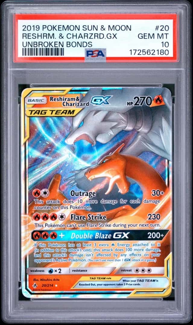 Pokemon Reshiram & Charizard Gx Unbroken Bonds 20/214 PSA 10 Gem Mint
