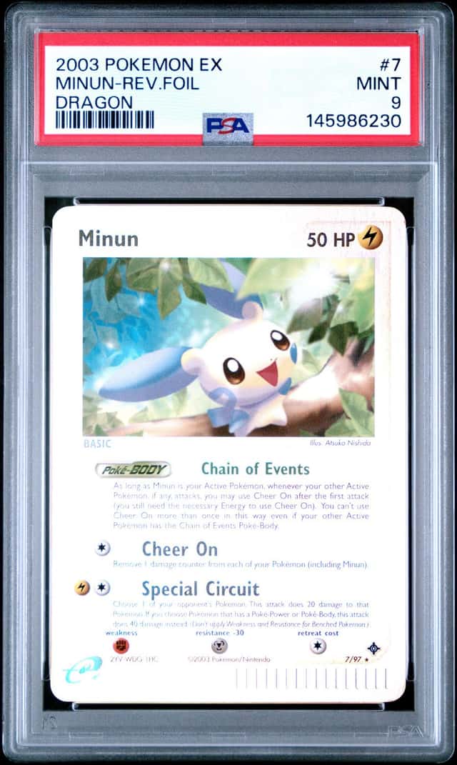 Pokemon Minun Reverse Holo Dragon 7 PSA 9 Mint