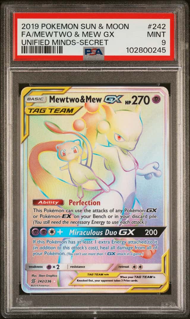 2019 Pokemon Sun and Moon Unified Minds Secret Rare Mew/Mewtwo Gx #242