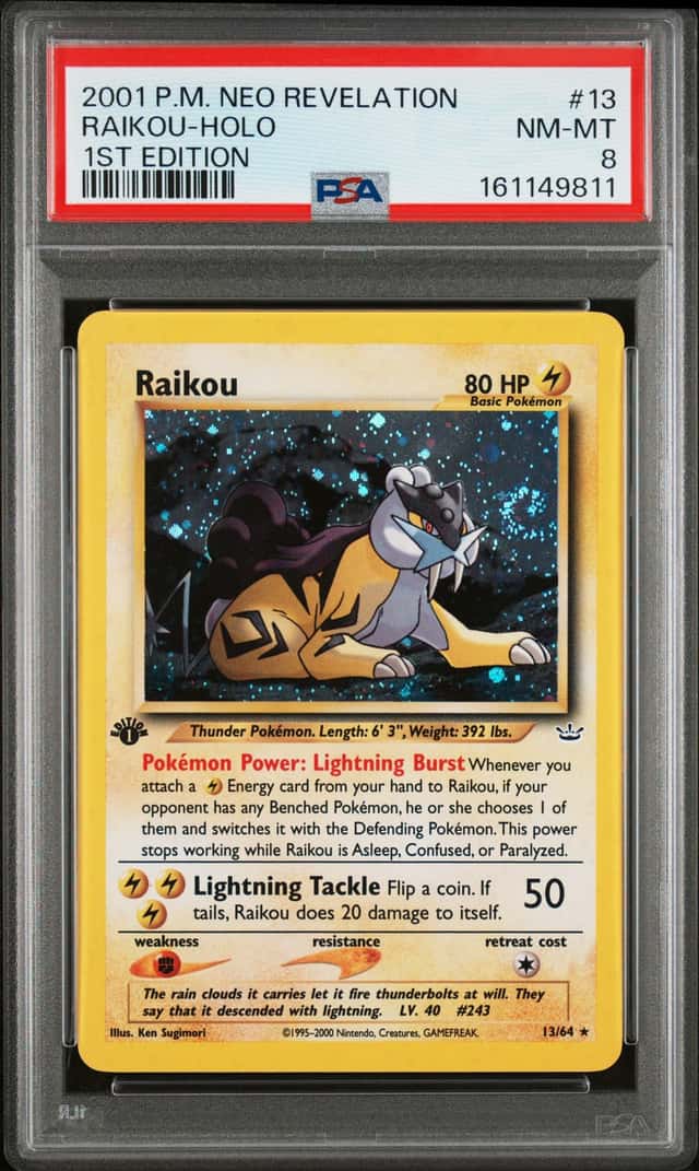 2001 Pokemon Neo Revelation 1st Edition Holo Raikou #13