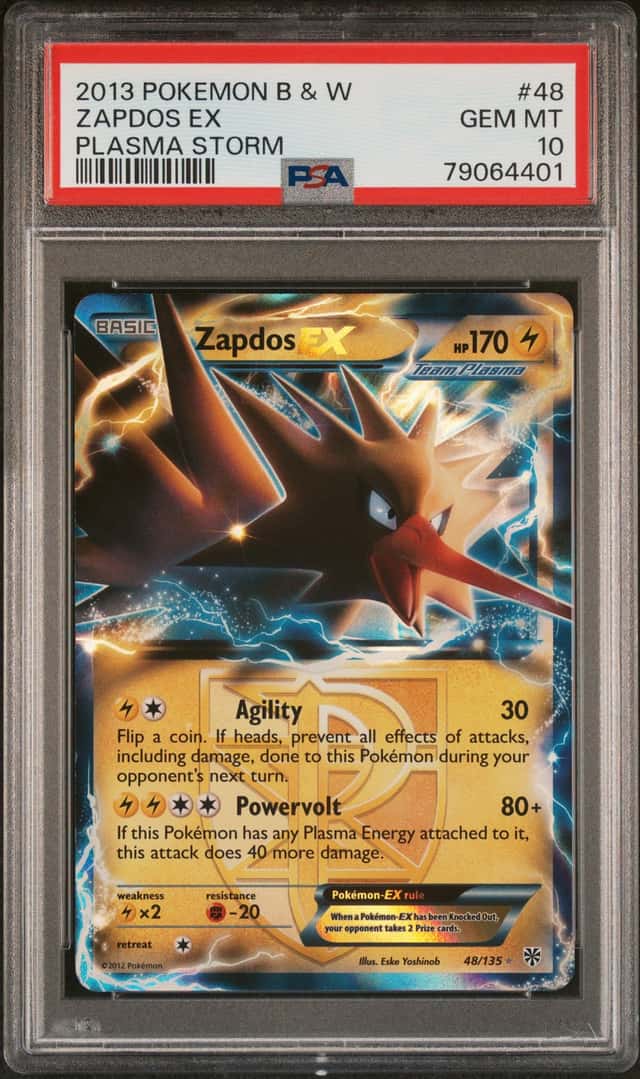 2013 Pokemon Black and White Plasma Storm Holo Zapdos Ex #48