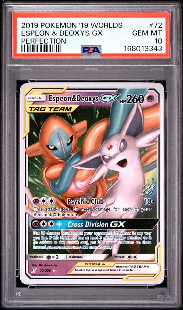 2019 POKEMON 2019 WORLD CHAMPIONSHIPS DECK: PERFECTION ESPEON & DEOXYS GX PSA 10