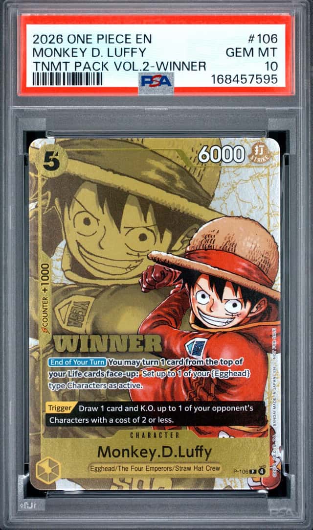 2026 ONE PIECE TOURNAMENT PACK VOL.2 WINNER #106 MONKEY D. LUFFY PSA 10