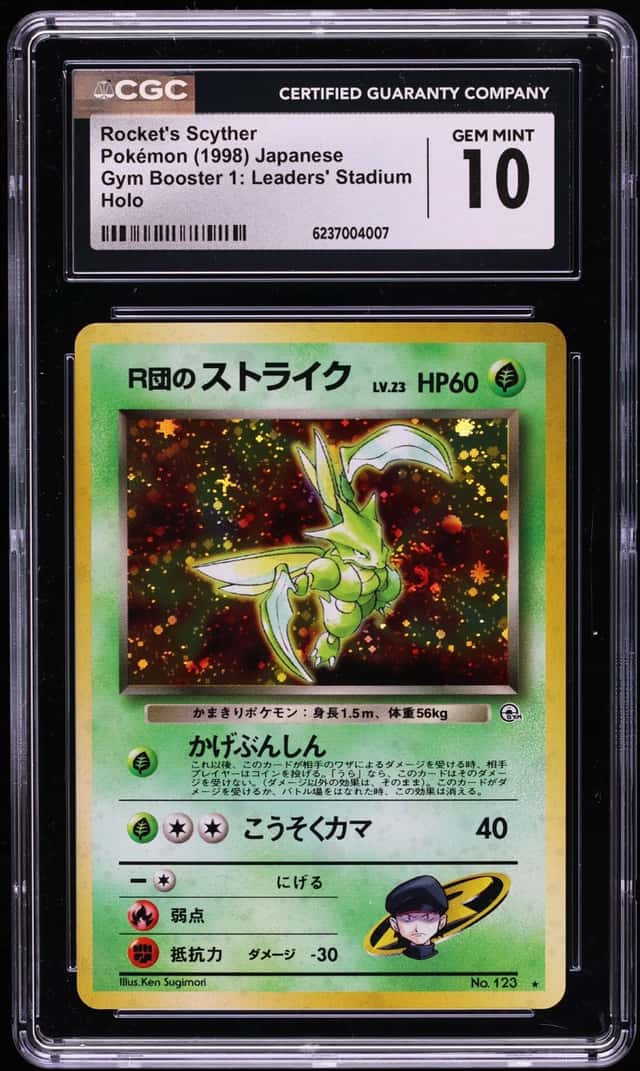 1998 Pokemon Japanese Gym 1 Holo Rocket's Scyther #123 CGC 10 GEM MINT