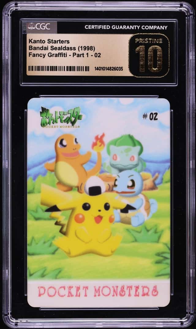 1998 Pokemon Japanese Sealdass Fancy Graffiti Part 1 Pikachu Kanto Starters #02 CGC 10 PRISTINE