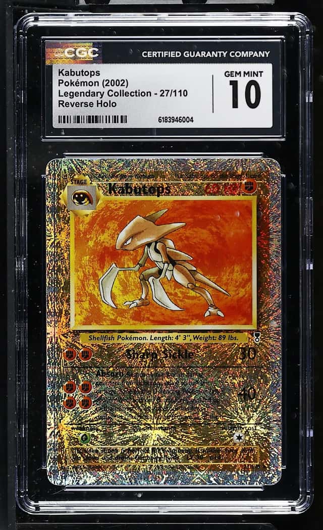 2002 Pokemon Legendary Collection Reverse Holo Kabutops #27 CGC 10 GEM MINT