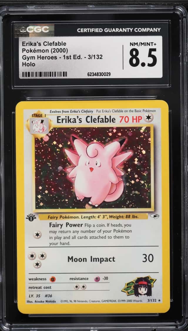 2000 Pokemon Gym Heroes 1st Edition Holo Erika's Clefable #3 CGC 8.5 NM-MT+