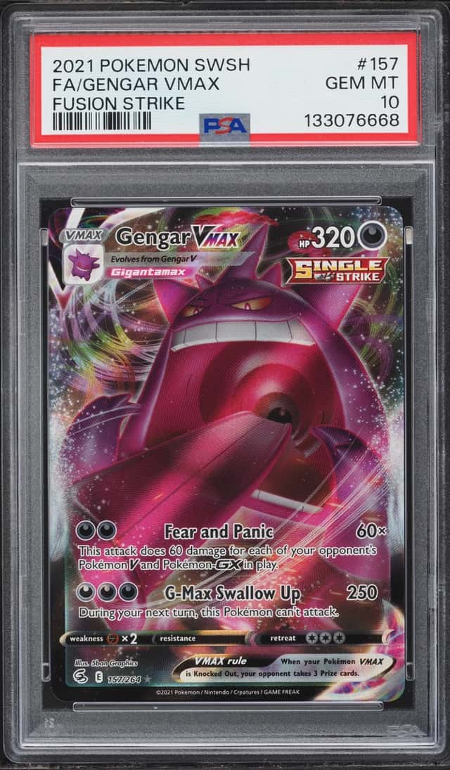 2021 Pokemon Sword & Shield Fusion Strike Full Art Gengar VMAX #157 PSA 10 GEM MINT