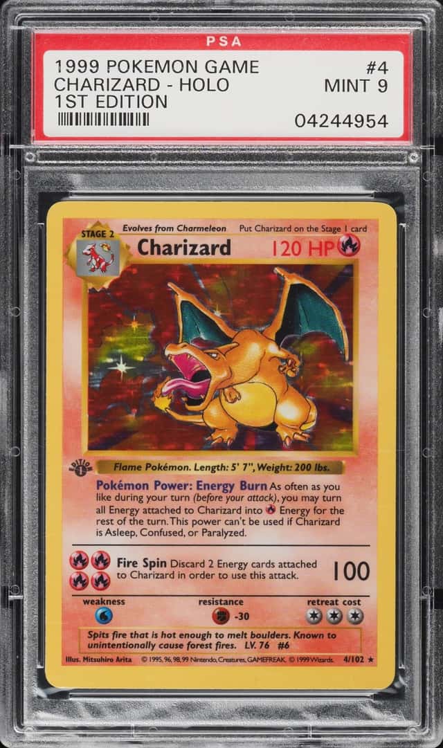 1999 Pokemon Base Set 1st Edition Shadowless Holo Charizard #4 PSA 9 MINT