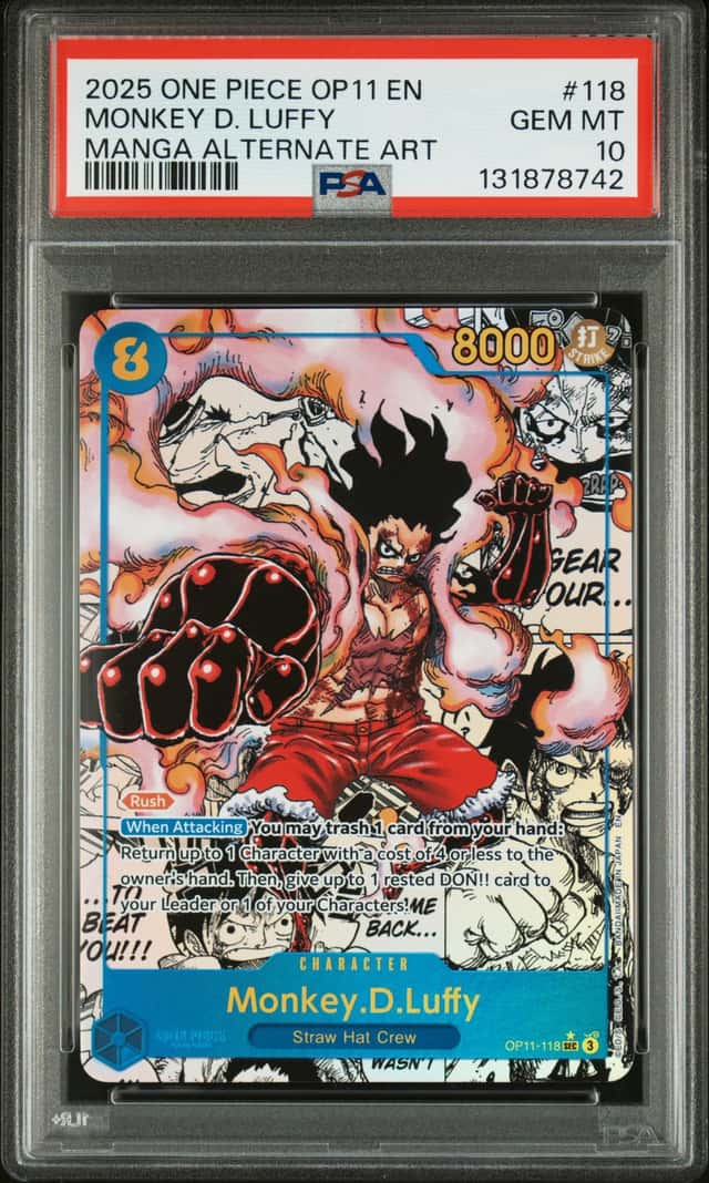 2025 One Piece Monkey D. Luffy Secret Rare Manga Alt Art #OP11-118 PSA 10