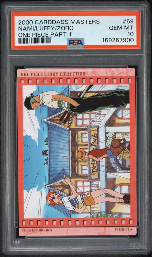 2000 CARDDASS MASTERS ONE PIECE PART 1 MONKEY D. LUFFY/NAMI/RORONOA ZORO PSA 10