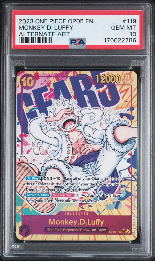2023 One Piece New Era Monkey D. Luffy Secret Rare Gear Alt Art #OP05-119 PSA 10