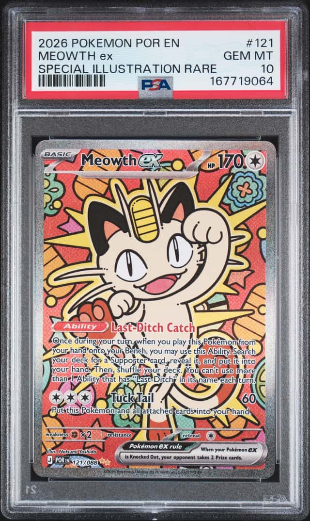 2026 Pokemon POR EN Special Illustration Rare #121 Meowth ex PSA 10 GEM MINT