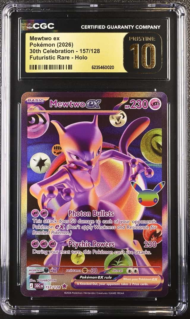 2026 Pokemon 30th Celebration Mewtwo ex Futuristic Rare #157/128 CGC 10 Pristine