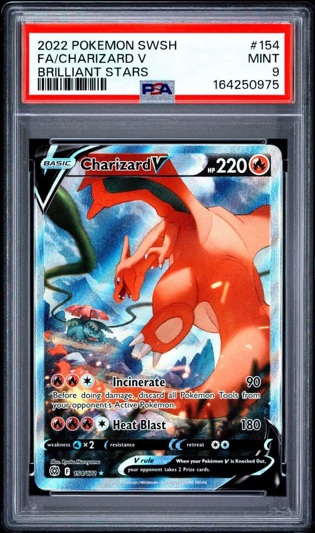 CHARIZARD V 2022 POKEMON BRILLIANT STARS 154/172 RARE FULL ART PSA 9 Q0883