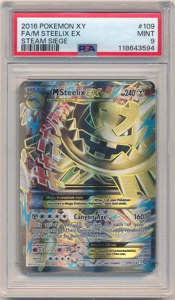 M STEELIX EX 2016 POKEMON XY #109 STEAM SIEGE FULL ART FA PSA 9 MINT