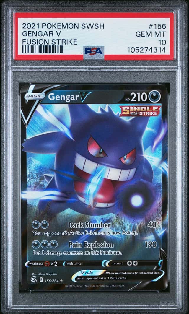 GENGAR V 2021 POKEMON FUSION STRIKE #156/264 ULTRA RARE PSA 10 Q3963-7